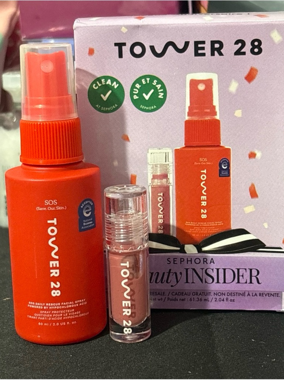 Tower 28 SOS Daily Rescue Facial Spray & Lip Gloss Set - Orange